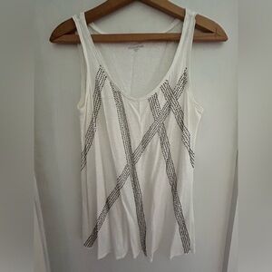 Eileen Fisher 100% linen tank top with immaculate green beading & slight…